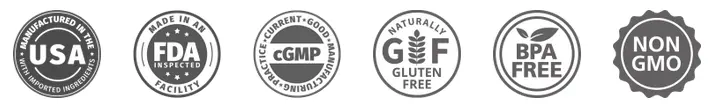 Made in USA, 100% natural, FDA approved, GMP certified badges for ProDentim